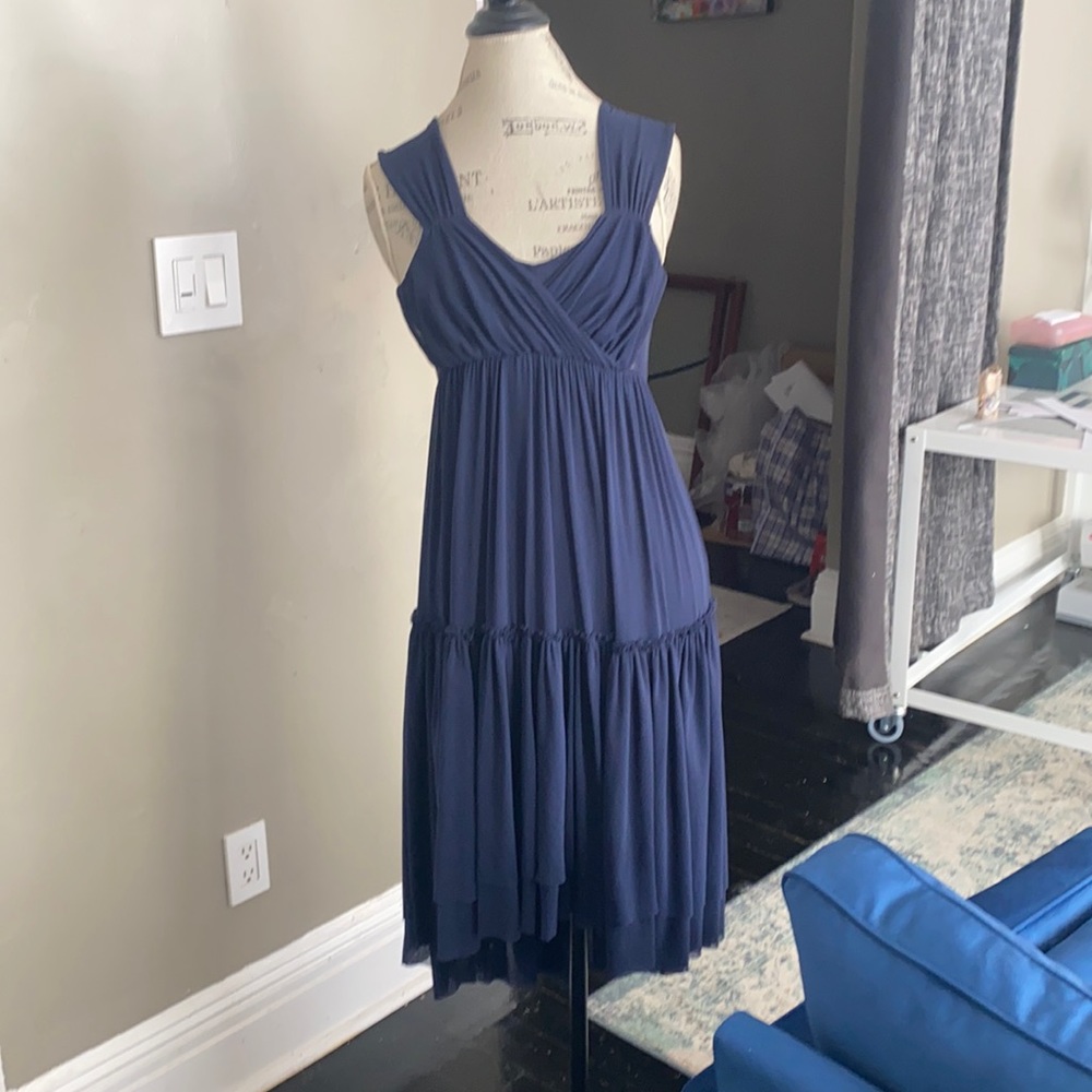 Jean Paul Gaultier - Fuzzi navy blue hi-lo dress